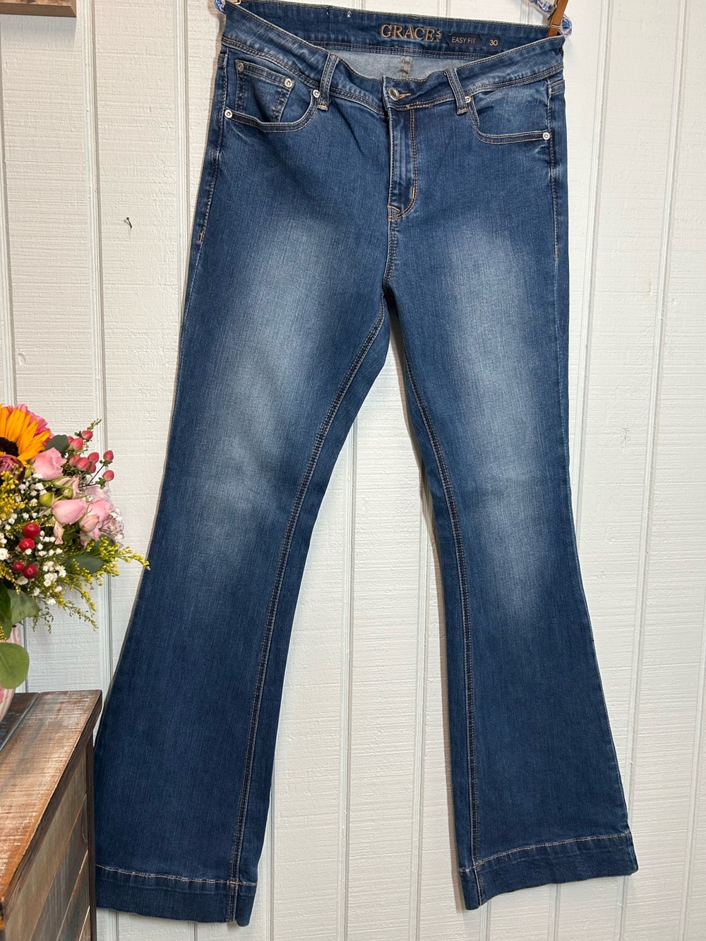 Grace in LA Women's Dark Blue Flare Jeans